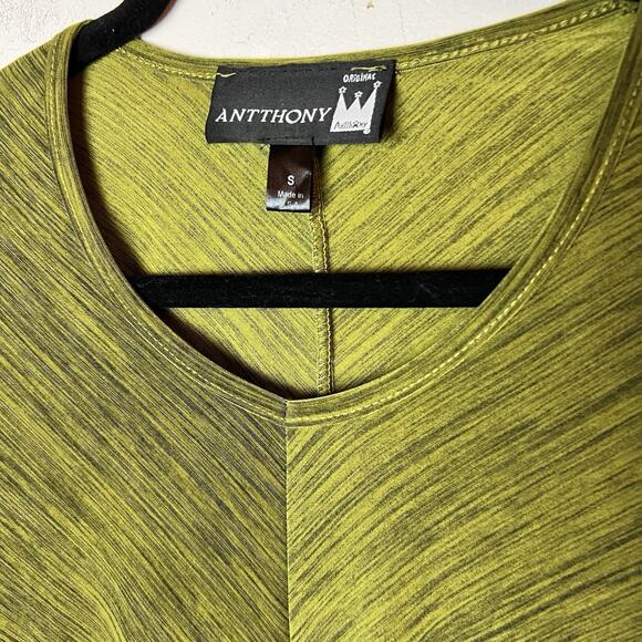 ANTTHONY Originals S Green Handkerchief Hem Tunic Blouse Top Shirt Pockets - Picture 4 of 6